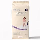DRYPER Baby Windeln Größe 6 (16kg+ / 35+ lbs), 12H Auslaufschutz, 3D Auslaufschutz, Nässeindikator, ultradünner weicher absorbierender Kern, hypoallergen für empfindliche Haut, tragbar, 6 Windeln