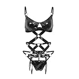 Latex Dessous Für Sex Lack BH Halsband Damen Crossdress Kleid a Linie Leder Mollige Frauen Catsuit Rock Lederoptik Sexy Lederkleid Party Outfit Swingerclub Underwear Women Body Elegant Stringbody