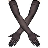 SAVOSWEET Damen Tüll Handschuhe Schwarze 67cm Lange Spitze Transparente Handschuhe Retro Ellbogenlänge Partyhandschuhe Damen Oper Halloween Teeparty Kostüm Zubehör