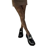 Ruarby Damen-Strumpfhose, Vintage-Stil, Argyle-Muster, Baumwolle, einfarbig, Winter, Herbst, blickdicht, Strumpfwaren, gemusterte Strumpfhose für Damen, coffee, Einheitsgröße