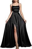BABYONLINE D.R.E.S.S. Cocktailkleid, Hochzeit, lang, Schlitz, sexy, rückenfrei, schick, elegant, Galakleid mit Schleppe, Schwarz , 40
