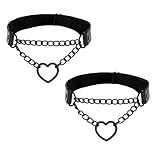 2 Stück Strumpfband Kunstleder Schwarz, Verstellbare Herz Strumpfhalter Garter Belt Elastisch Oberschenkel Band Punk Gothic Strumpfgürtel Strumpfband Schwarz für Halloween Rave Karneval Cosplay Party