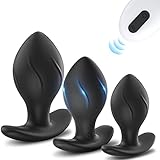 Klein Medium Groß Silikon Analplug Set, Meeteel Analvibrator mit 10 vibrationsmodi und Fernbedienung Anal Plug Paarvibrator Erotik Sexspielzeug für Männer Frauen Schwarz