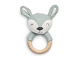 Jollein 054-014-65323 Beißring, Hirsch aschgrün, grün, Durchmesser- 7cm, 36 g