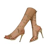 Damen Sandalen Sommersandalen Stiletto Riemchensandalen Cross Strap High Heels Modische offener Spitze Schuhe Party Abschlussball Hochzeit Sandalen