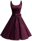 Bbonlinedress 1950er Vintage Polka Dots Pinup Retro Rockabilly Kleid Cocktailkleider Burgundy XS