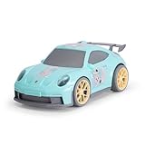 Dickie Toys ABC - Porsche 911 GT3 Cozy Chris Auto (27 cm) - großes Spielzeugauto ab 1 Jahr mit Freilauf & niedlichen Aufklebern, Spielzeug für Babys und Kinder ab 12 Monate