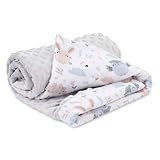 Babydecke Kuscheldecke Baby Decke Ganzjahresdecke mit Plüschstoff 75x100 cm - Kinderdecke Kinderwagen Blanket Babydecken Kinderwagendecke und Erstausstattung für Neugeborene und Kinder Oeko-Tex