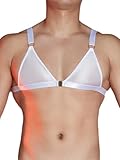 YiZYiF Herren Sissy Dessous BH Erotische Unterwäsche Öl Glänzend Tank Top Unterhemd Sissy Crossdresser Lingerie Bra Weiß Einheitsgröße