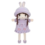 FakeFace Stoffpuppe babypuppe Püppchen mit Haar Baby Kinder Mädchen Deko Weiche Baby Puppe Doll Kuschelpuppe Taufgeschenk Plüschtier Gefüllte Puppen Mädchen Plüsch Spielzeug 50cm (Puppe-B-Violett)