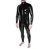 Rubberfashion PVC Lack Catsuit - Ganzkörperanzug - Overall Jumpsuit Herren Langarm - Lack Catsuit ouvert Lack Schwarz XXL