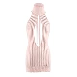 Pullover ärmellose Rückenfrei Turtleneck Open Back Sweater Backless Jumpsuit Strickpullover Nachtwäsche Unterwäsche Sexy Perspektiv Erotische Dessous Lingerie Erotik Reizwäsche (Rosa, OneSize)