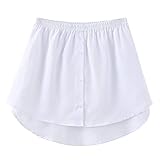 Acramy Damen Mini Unterrock Lower Skirt Sweep Hemd Verlängerung Rock mit Knöpfen (M, Weiß)