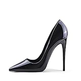 Zhabtuc Damen Pumps Sexy Klassische High Heels Spitze Stiletto Damenschuhe Prom Party Hochzeit Pendler Damen Heels Pumps 12CM Alles Schwarz 40 EU(10 US)