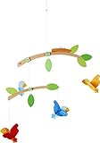 HABA 304314 - Mobile Vögelchen, Babyspielzeug für den Wickeltisch, stimuliert die Sinne von Babys, als Geschenk zur Geburt und Taufe