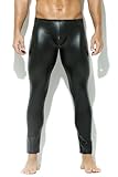 niceprice Latex Herren Leggings Leder Optik enganliegend Lederhose Stretch Pants Schwarz neu (L/XL)