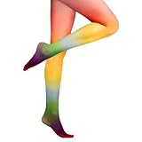 DOKRIN Strumpfhosen für Damen,Dünne, strapazierfähige Sommerstrumpfhose mit Regenbogenmuster, die nicht hängen bleibt