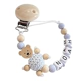 personaliertesgeschenk mit Namen für Mädchen oder Junge Baby Geschenk personalisiert zur Geburt & Taufe Teddy Bär Blau Rosa Grau (Blau Bär)