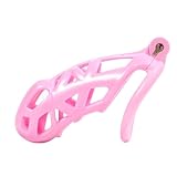 SeLgurFos CB-V2.0 Keuschheitsgürtel Set Rosa Peniskäfig mit 4 Größen Curved Cockringe Abstinenz SM Bondage Chastity Cage Sexspielzeug für Männer