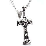 SDFXCDR Herren Halskette Frauen Europäisch und Amerikanisch Punk Hip-Hop Retro Persönlichkeit Dominante Totenkopf Kreuz Halskette Männer und Frauen Trendige Anhänger Accessoire