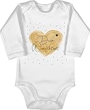 Baby Body langarm Mädchen Junge - Aufdruck selbst gestalten - Dein Wunschtext I Geschenk personalisiert I Weihnachten I Vatertag I Muttertag I Geburtstag - 6/12 Monate - Weiß - babygeschenke neffe