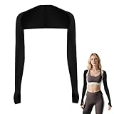 LQTSLFM Schutz Bolero Sommer, Armmanschette Kühlschal mit Fingerloch, Atmungsaktiv Armstulpen Eisseide, Flexibel Sonnenschutz Kleidung Damen für Sommer Radfahren Läuft Outdoor Aktivitäten (Schwarz)