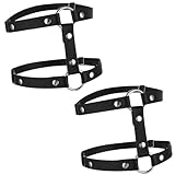 Giantree 2 Stück Strumpfband Damen, Verstellbares Punk Gothic Strumpfband Elastische Oberschenkelstrumpfbänder Leder Beinkette Halloween Karneval Cosplay Party Zubehör für Frauen Mädche