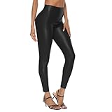 Zhiaek Sexy PU Leder Leggings Damen High Waist Matt Kunstlederhose Damen Schwarz Stretch Lederhose Strumpfhosen Leggins Stretchhose