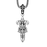 ZQIUDLOF S925 Sterling Silber Domineering Kreuz Blume Anhänger, Männer Und Frauen Vintage Kreuz Blume Halskette Anhänger,Silber,Single Pendant