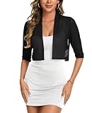 MINTLIMIT Boleros Für Damen Sheer Strickjacke Kurz Cardigan Offene Leichte Transparent (Schwarz L)
