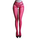 KANYULOVE Damen Strumpfhosen Glänzend ölig Stützend Strumpfhosen Sexy Spitzen-Schritt Hohe Taille Feinstrumpfhose