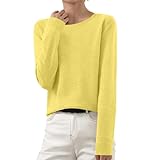 Strickpullover Damen Herbst Einfarbig Gestrickter Pullover V-Ausschnitt Strickpulli Warmes Langarm Strick Pulli Klassische Passform Feinstrick Tops Winter Basic Bluse Teenager Mädchen Oberteile