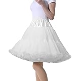 Tmade Damen Tüll Petticoat Tutu Party Mehrschichtiger Puffy Cosplay Rock, Verlängert Weiß Plus, Länge 55 cm, Taille 56-100 cm