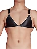 iEFiEL Herren BH Sissy Lingerie Crossdresser Bralettes Ärmellose Trägerhemd Bikini Bauchfrei Oberteile Ertoische Dessous Schwarz Einheitsgröße