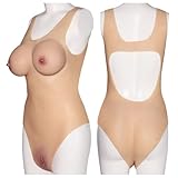 Jomyu Realistische Silikon Brüste Mit Katheter Silikon Dreieck-Body Bodysuit Vagina-Unterwäsche für Transgender, Crossdresser, Drag Queen, Cosplay Bodysuit Sexspielzeug für Männer Solo (C-Cup)