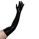Rubberfashion lange Latex Handschuhe - Latexhandschuhe lang bis zum Oberarm für Damen und Herren Paar schwarz 0.4mm M