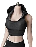 1/6 Skala Weibliche Kleidung, Weibliche Kapuze Armellose Weste Kleidung Schlanker Mantel Weste Tops für 12'' Nahtlose Action Figur (Schwarz)