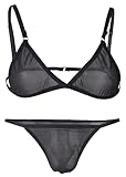 FEOYA Sissy BH Niedrige Taille Höschen Set für Männer Sexy Erotisches Dessous Unterwäsche Transgender BH Top und Höschen Unterwäsche Nachtwäsche Crossdressers Schwarz M