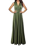 HAHAEMMA Damen Kleider Elegant Hochzeit Lang Abendkleid Multiway V-Ausschnitt Rückenfrei Brautjungfernkleid Bodenlang Abschlussball Ballkleid Neckholder Sommer Strandkleid（AG,M）