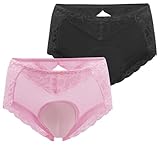 AIEOE 2 PCS Herren Spitze Shaping Slip für Crossdresser Transvestit Shaping Pant Slip für Transgender Unterwäsche Größe L（45-55kg） Schwarz+Rosa