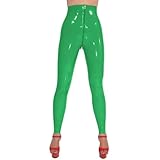ERFSQIYALHJ Sexy Leggings Aus Glänzendem PVC Mit Hoher Taille Und Reißverschluss Im Schritt (6XL,Grün)