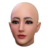 HmtAfro Silikon Crossdresser Maske Vollgesichts Kopf Maske for Cosplay Kostümparty Halloween (ivory white)