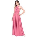 Abendkleid Lang Damen Elegant Rückenfreies Multiway Bandage Wickelkleid Festlich Hochzeitskleid Brautkleid Brautjungfernkleider Cocktailkleid Weihnachten Silvester Partykleid Ballkleid Altrosa S