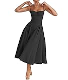 xxxiticat Damen Elegant Midi Ballkleider A-Linie Hochzeitskleid Abendkleider Sexy Neckholder Spaghetti Brautkleid Kleider Prinzessin Brautjungfer Kleid(BL,M)