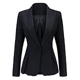 YYNUDA Damen Elegant Blazer Langarm Fashion Anzugjacke Slim Fit Business Top Jacke Schwarz L