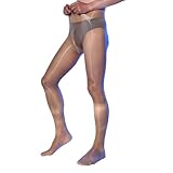 BESYFAY Herren Sexy 8 Den Öl Glänzend Nylon Strumpfhosen Shining Hochelastische Strumpfhosen mit Penishülle