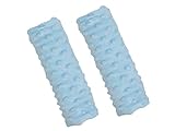 Balbina 2 Stück Gurtpolster Auto, Schulterpolster Erwachsene Kinder,Babyschale einsetzbar als Schoner für Kinderwagen Rucksäcke, Minky-Stoff, universal 7 x 21 cm, Hellblau