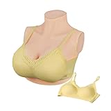 Peikey Silikon Brüste, [Kurze Version] Künstliche Brüste mit Geeignete BH, Realistisch Silikonbrustplatten Brustformen für Crossdresser, Weißer Hautton-Leichte Baumwollfüller, B Körbchen