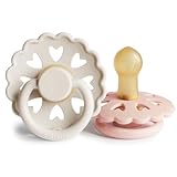 FRIGG Fairytale Schnuller 2 Packung | Latex Schnuller | BPA-Frei | Hergestellt in Dänemark | Symmetrischer Sauger in Kirschform (Cream/Blush, Größe 1 (0-6 Monate))