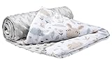 Medi Partners Babydecken Baby 100% Baumwolle Krabbeldecke Babydecke 75x100cm doppelseitig Kinderbett Minky Kuscheldecke Kinderwagen (Lichtung mit grauem Minky)